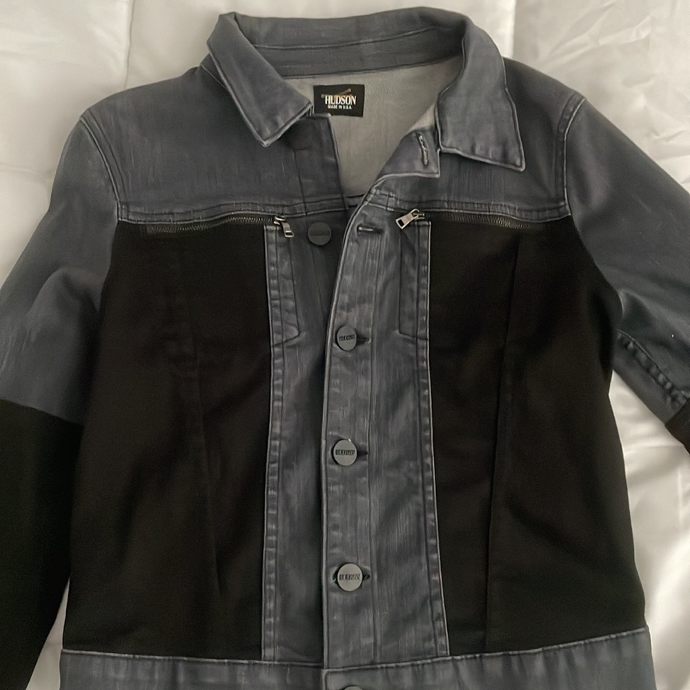 Hudson black two- toned denim jacket.
